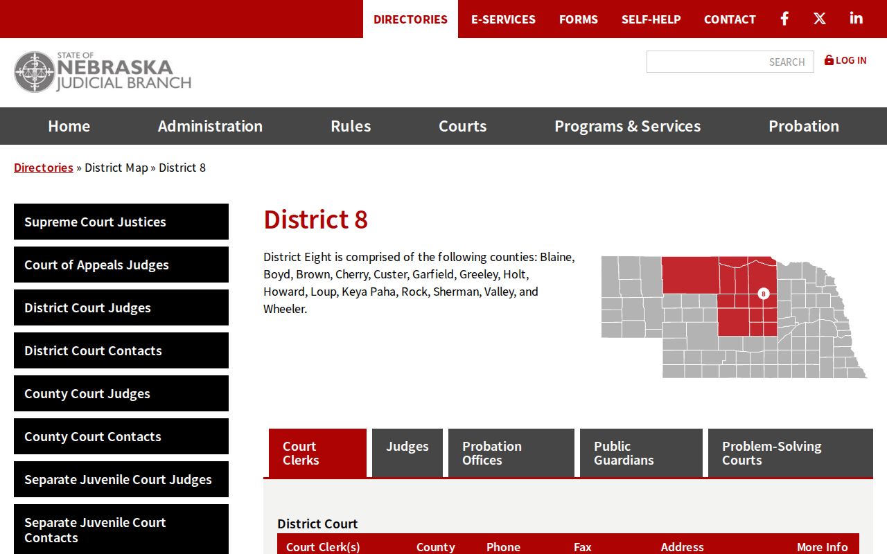 Cherry County court docket District 8 court directory source