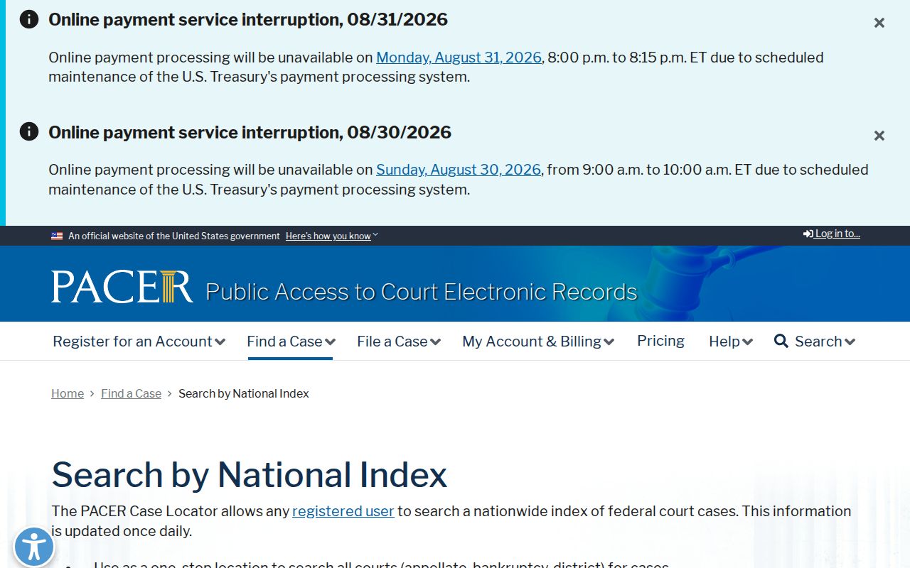 Kilgore court docket PACER national index source