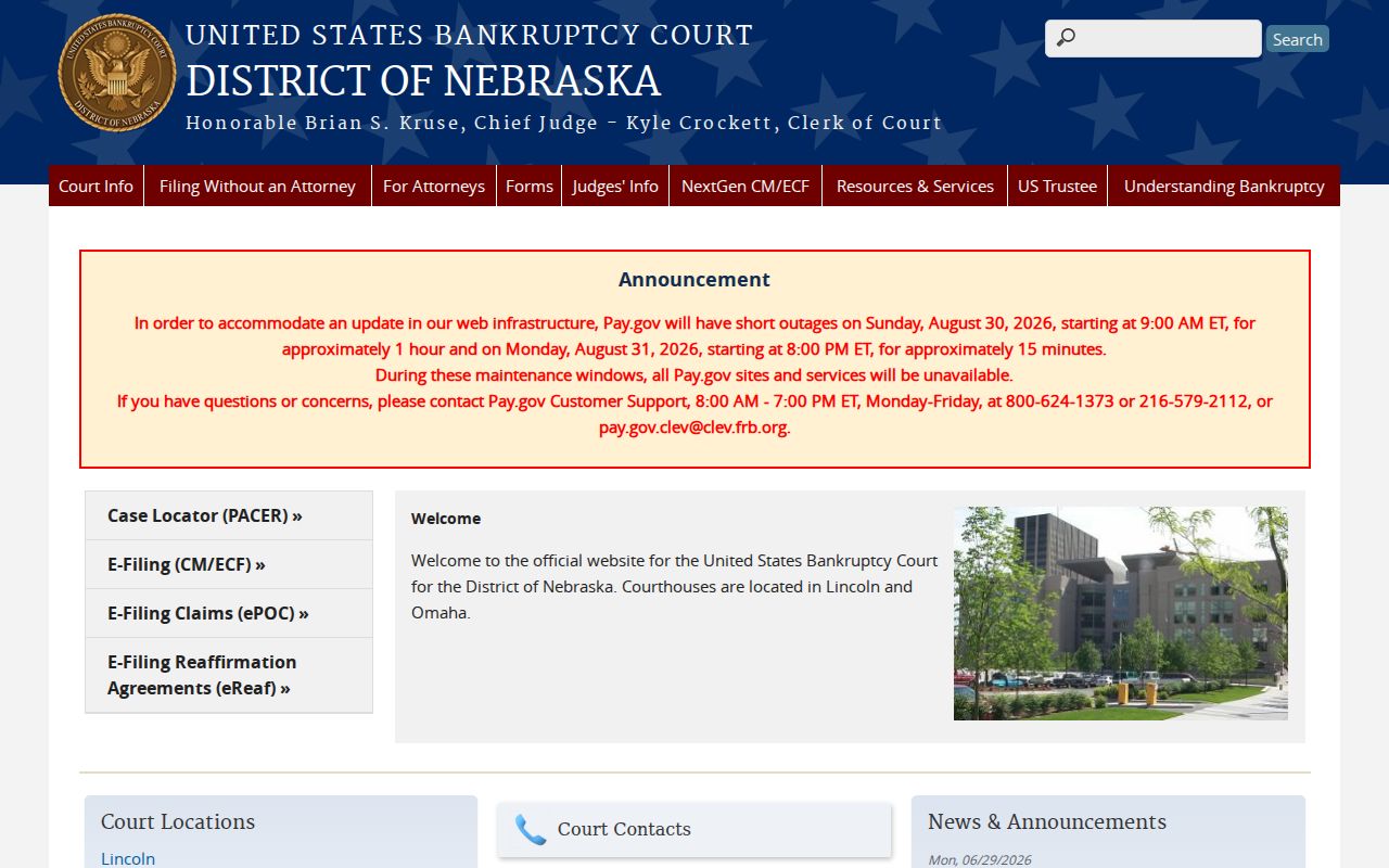 Kilgore court docket Nebraska bankruptcy court source